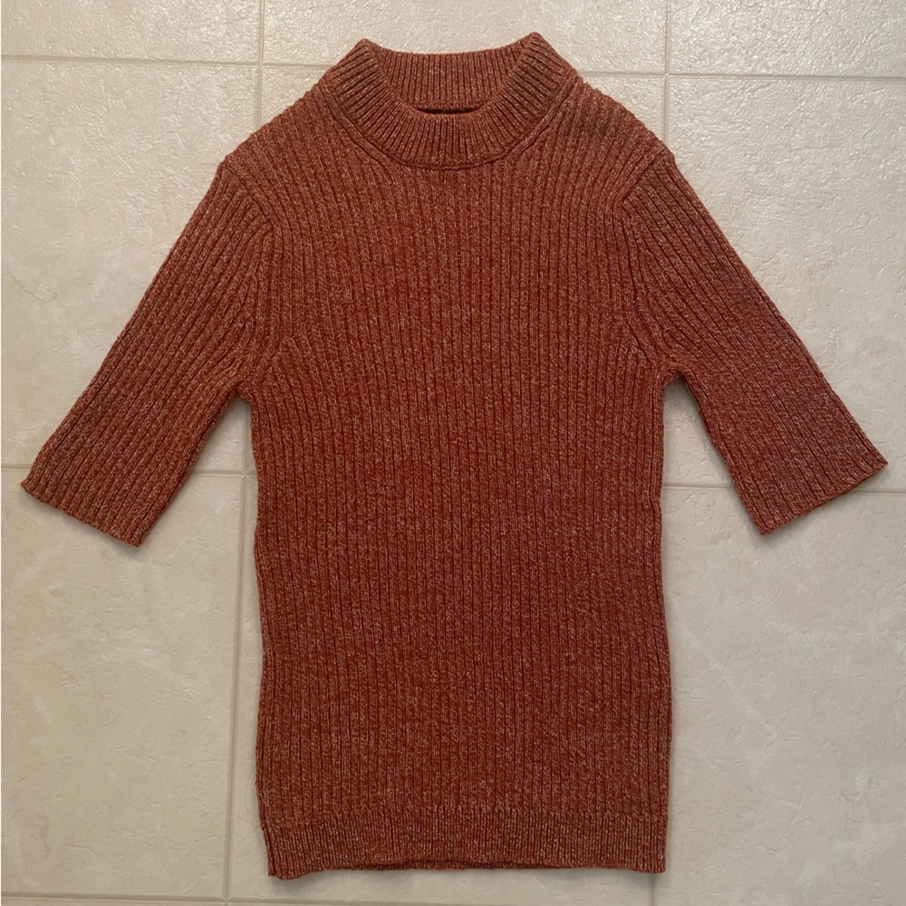 Who What Wear Rust Knit Short Sleeve Knit Top Sz Small